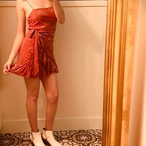 Free People blush velvet detailed wrap dress